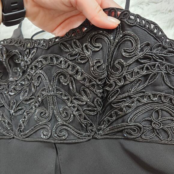 Sheena Y2K Embroidered Lace Up Back Whimsigoth Vampy Babydoll Midi Dress Sz L - Picture 3 of 10